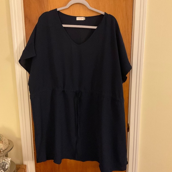 Bluetime Navy Blue Dress Sz 2XL Tie Front Sheer Lightweight - Picture 1 of 8
